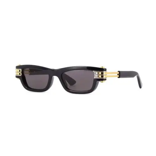 Bottega Veneta BV1308S Shiny Black and Gold/grey 001 Sunglasses - Frame: Shiny Black With Gold, Lens: Grey