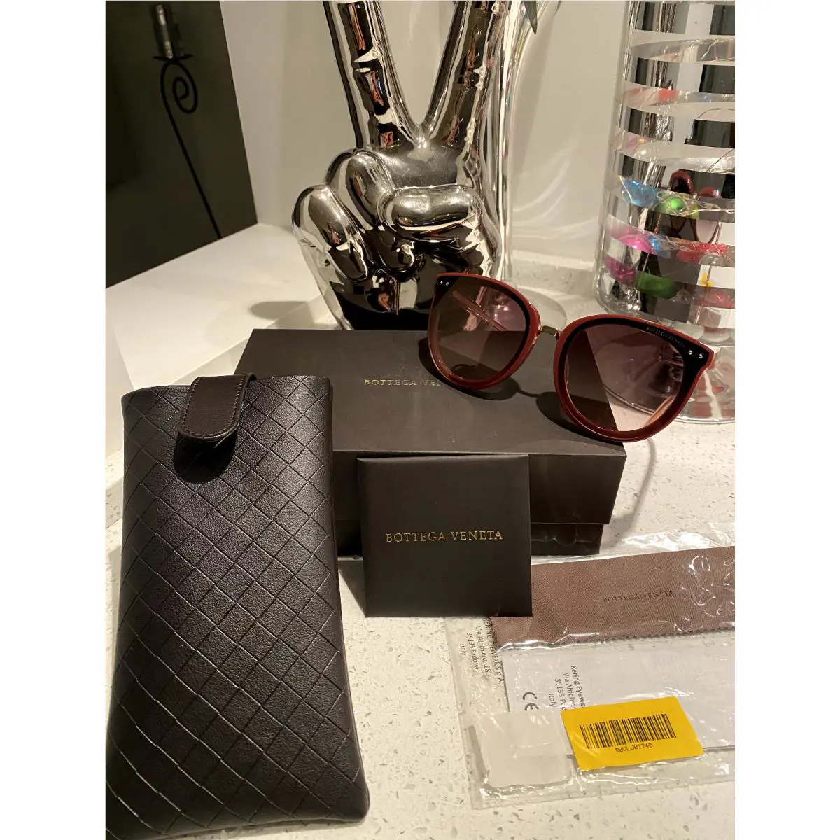 Bottega Veneta Cat 2 Sunglasses Burgundy Framew/ Rosegold Trim Beautiful