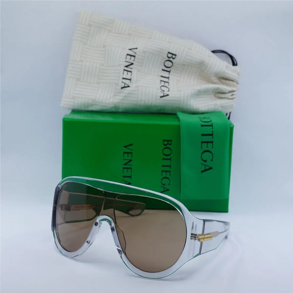 Bottega Veneta BV1345S 002 Sunglasses Havana/brown Shield 99mm - Frame: Havana, Lens: Brown