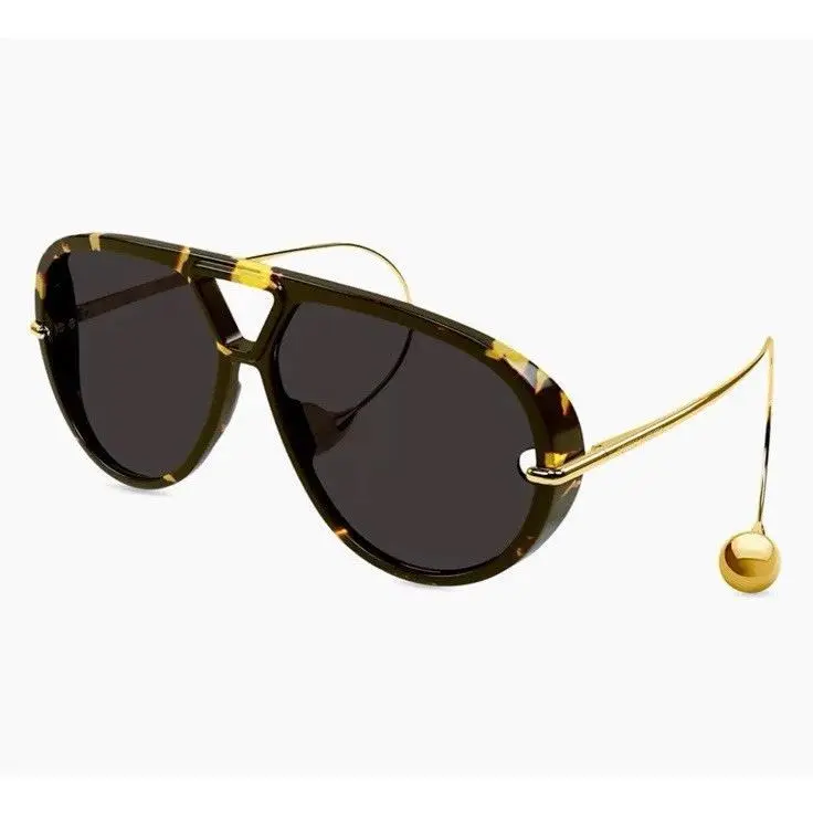 Bottega Veneta BV 1273S 005 Havana Gold Dark Grey Earrings Sunglasses