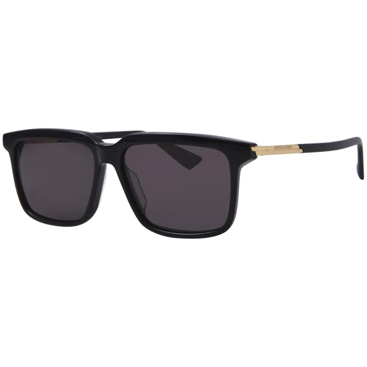 Bottega Veneta BV1261S 001 Sunglasses Men`s Black/gold/grey Rectangle Shape 56mm