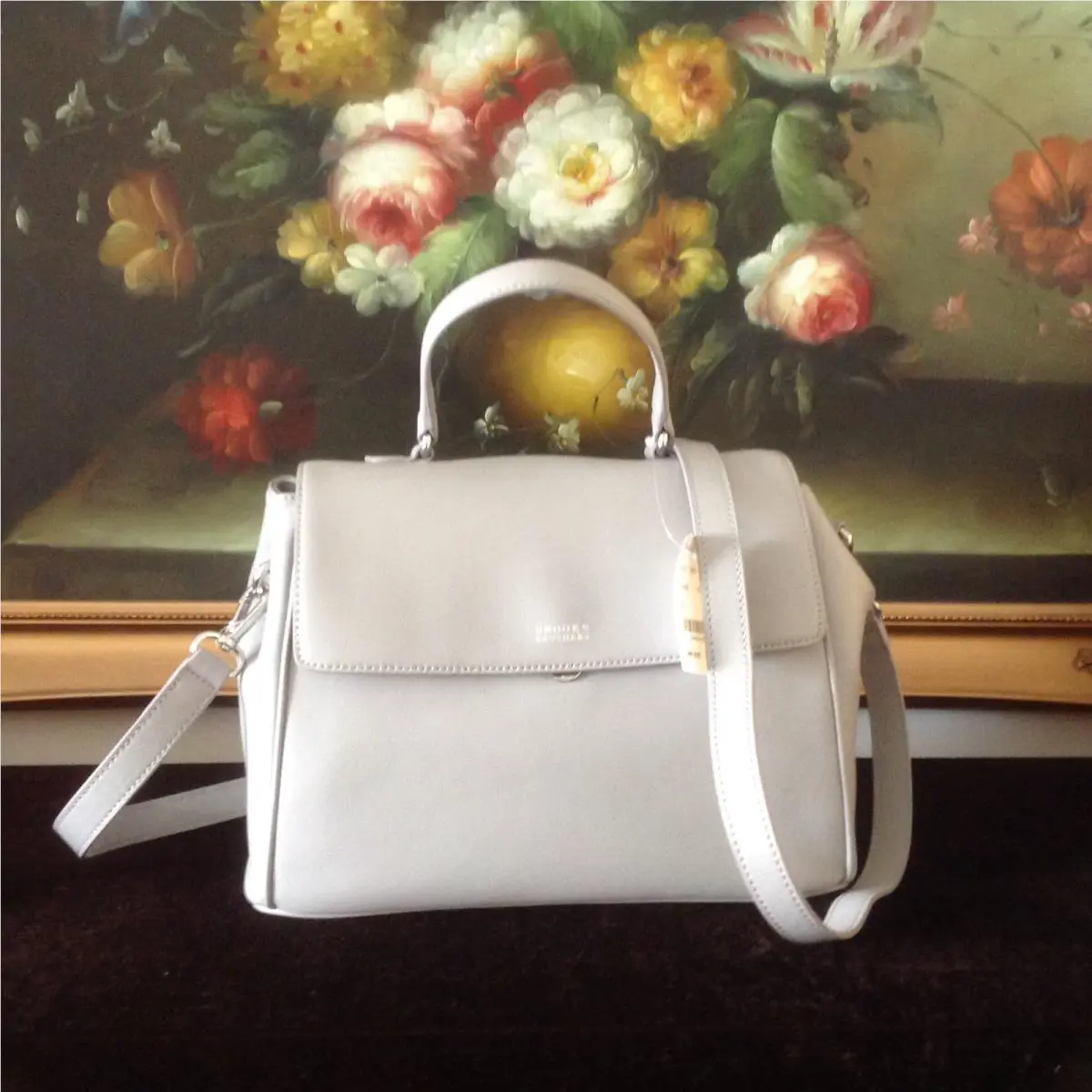 Brooks Brothers Women`s Leather Cross Body Handbag Purse Bag Gray