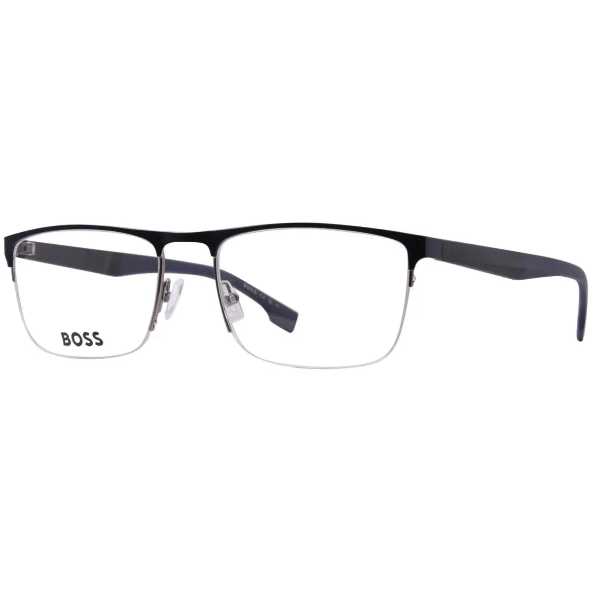 Hugo Boss 1487 KU0 Eyeglasses Frame Men`s Matte Blue Ruthenium Semi Rim 58mm - Frame: Blue