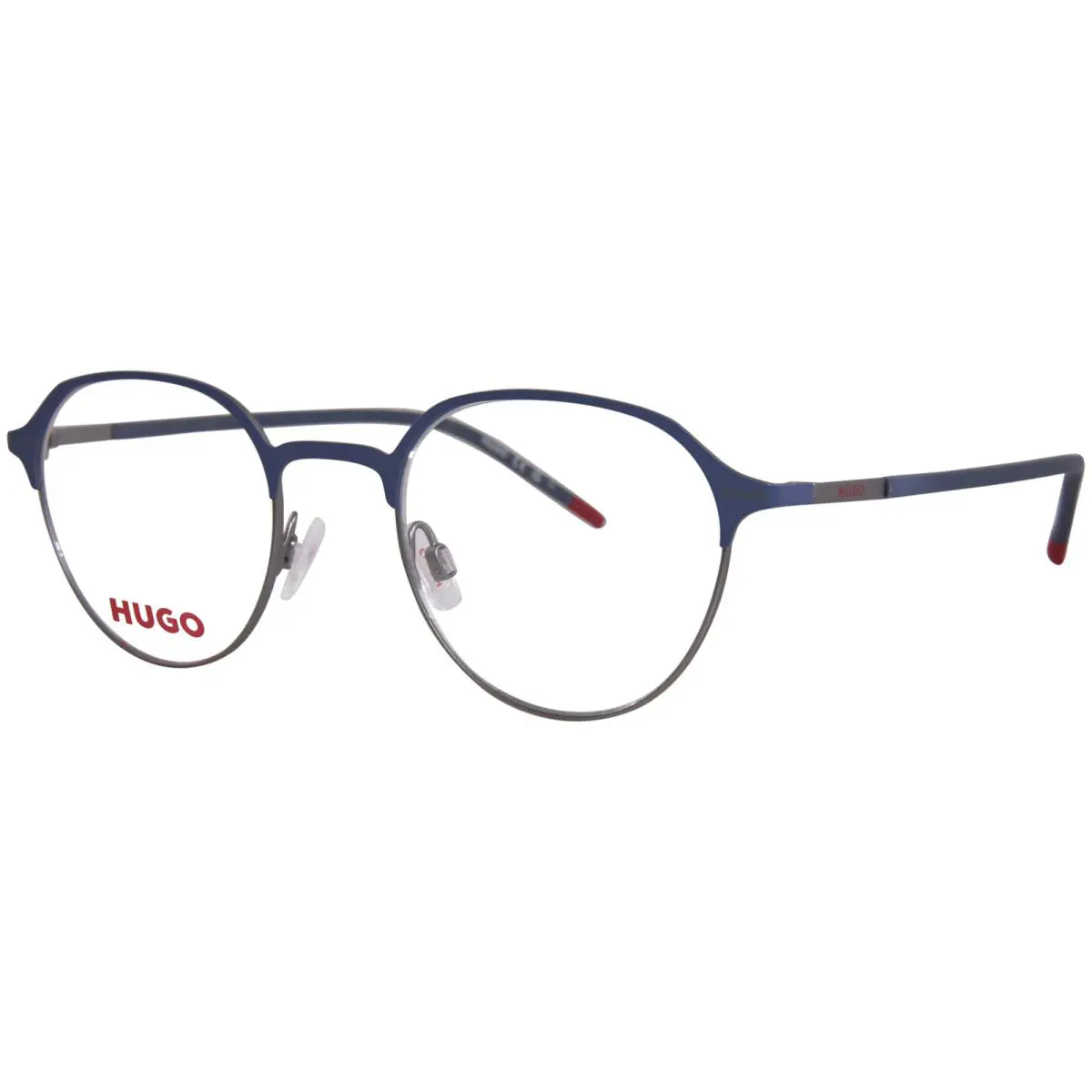 Hugo Boss HG-1234 Dty Eyeglasses Men`s Blue Ruthenium Full Rim Oval Shape 49mm