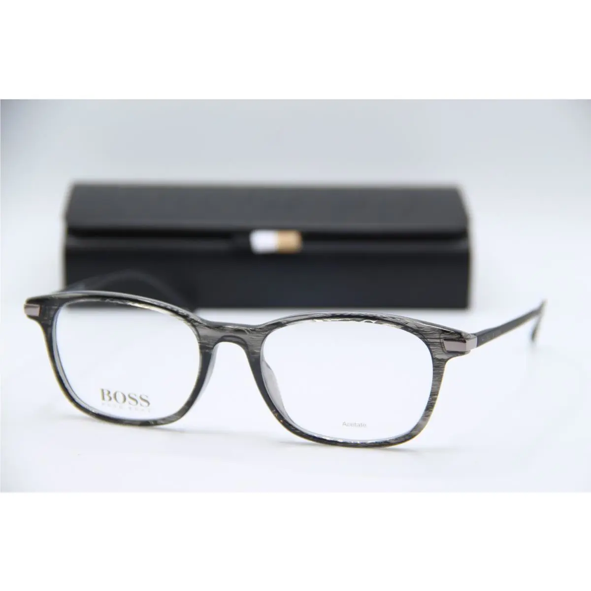 Hugo Boss 0989 Pzh Crystal Black Grey Eyeglasses W/case 51-18