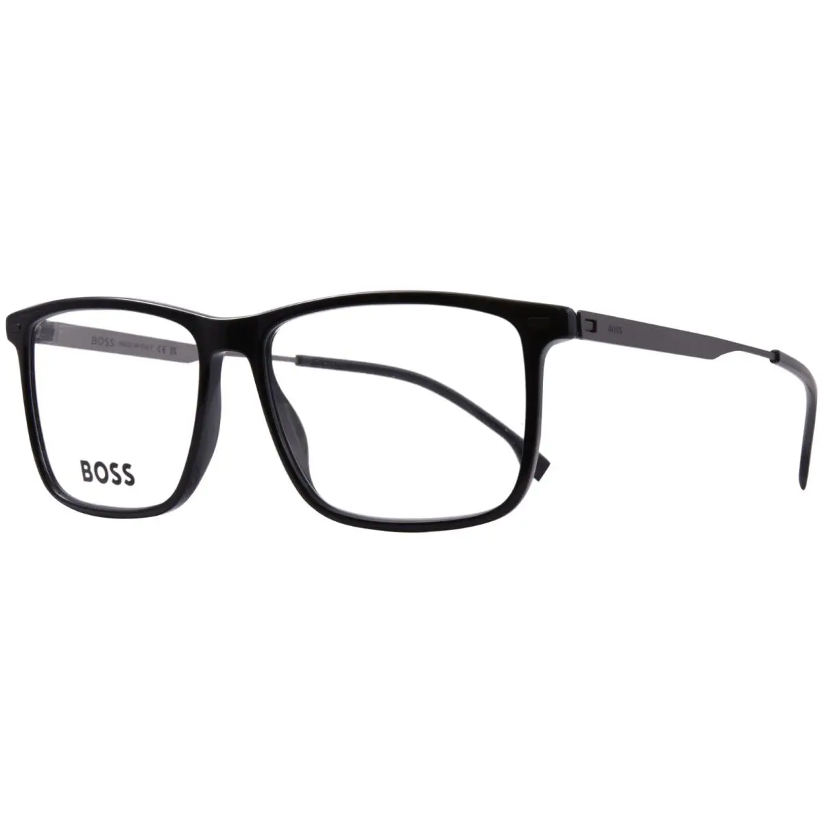 Hugo Boss 1642 Aws Eyeglasses Men`s Dark Black Full Rim Rectangle Shape 55mm - Frame: Black