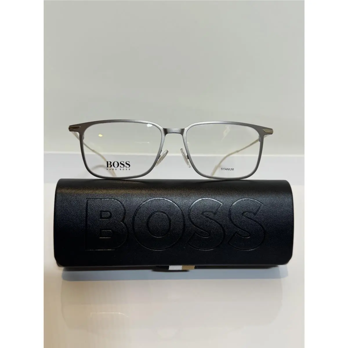 Hugo Boss 1253 R81 Matte Titanium Square Unisex Eyeglasses 55mm