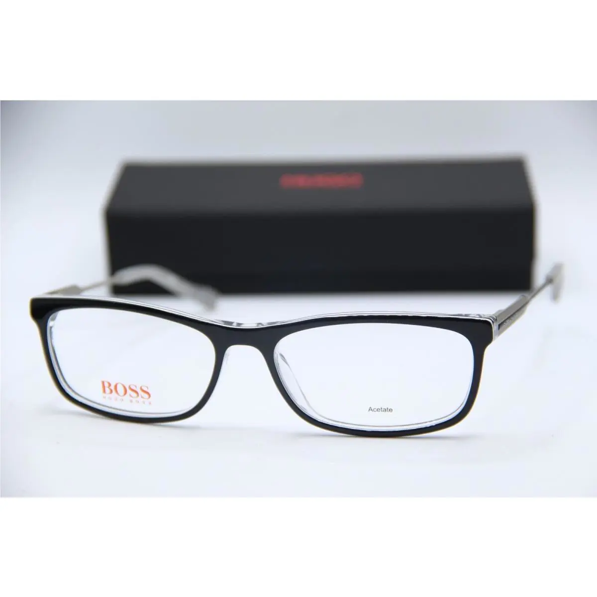 Hugo Boss BO 0230 Black White Lhk Designer Eyeglasses W/case 57-17