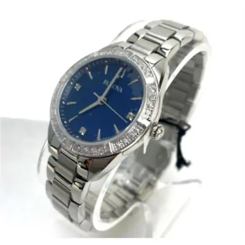 96R243 Classic Ladies 32mm 3ATM Silver Band Semi Diamonds by Bulova