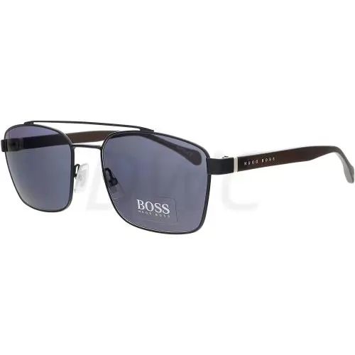 Hugo Boss 1117/S 003IR Men`s Matte Black/grey Lenses Pilot Sunglasses