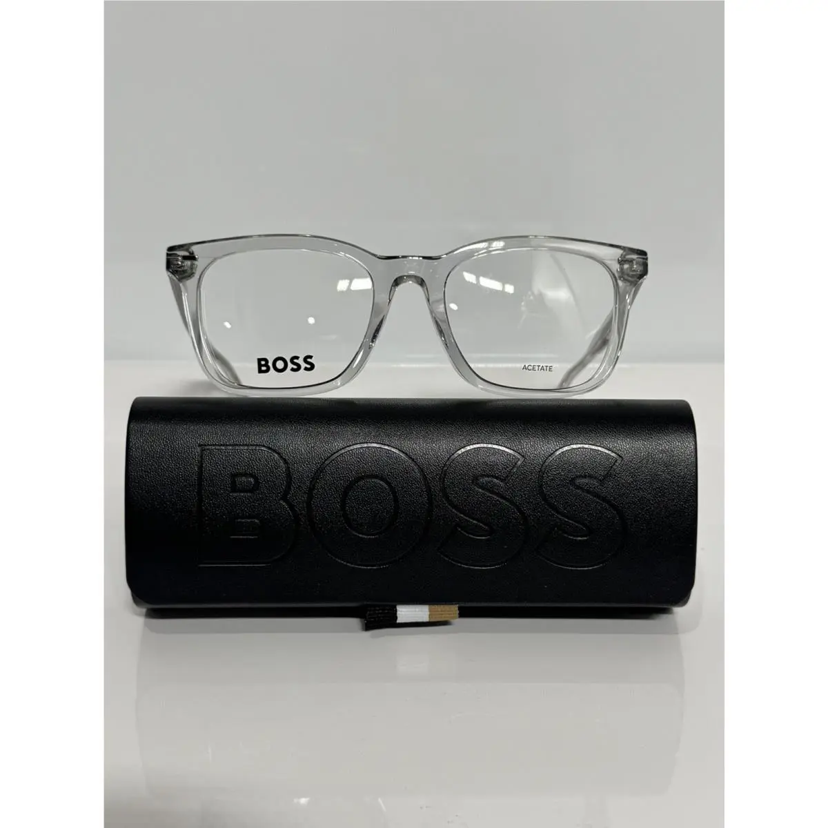 Hugo Boss 1403/F KB7 Clear Grey Unisex Acetate Eyeglasses 53mm