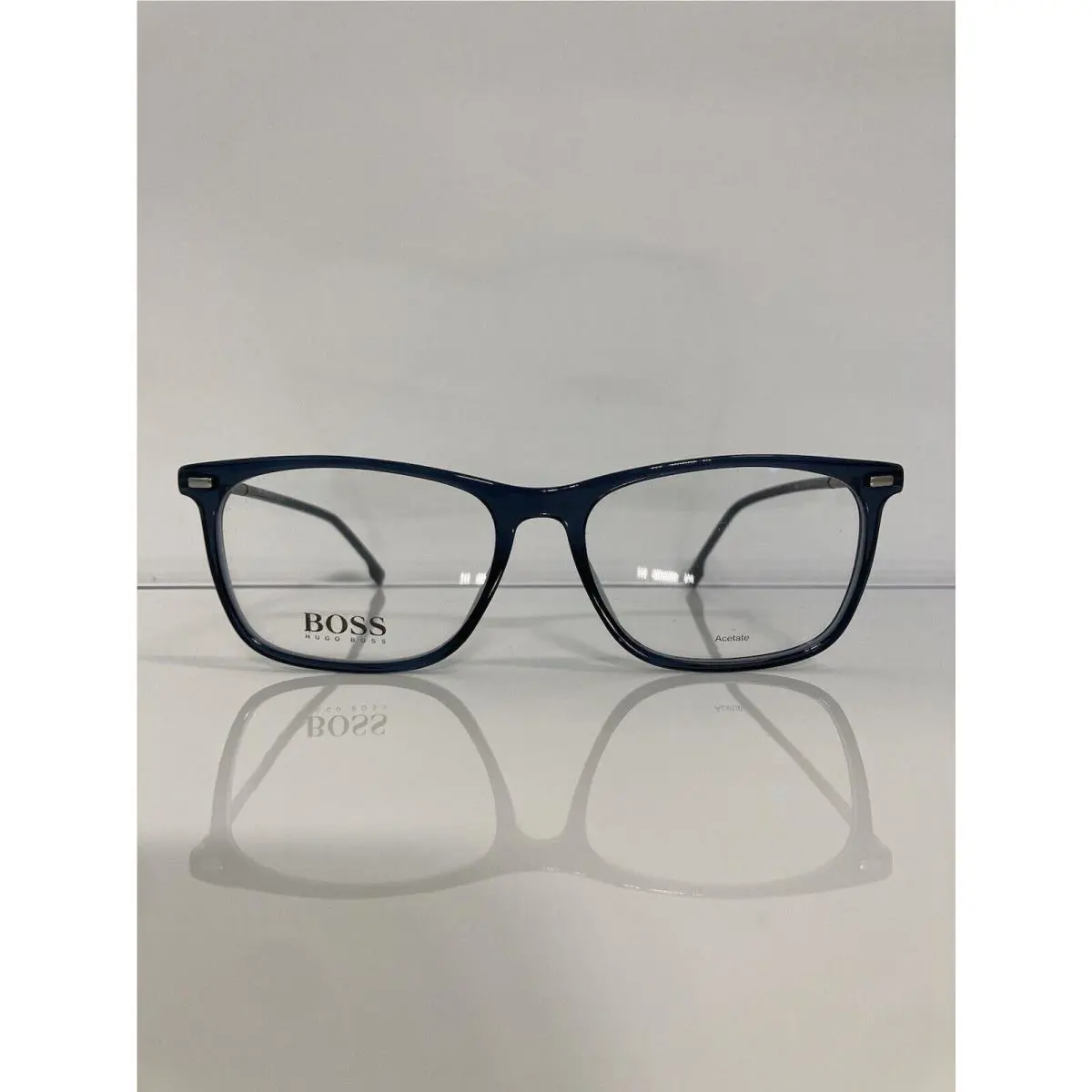 Hugo Boss 1228U Pjp Smoke Blue Thin Acetate Men s Eyeglasses 57mm