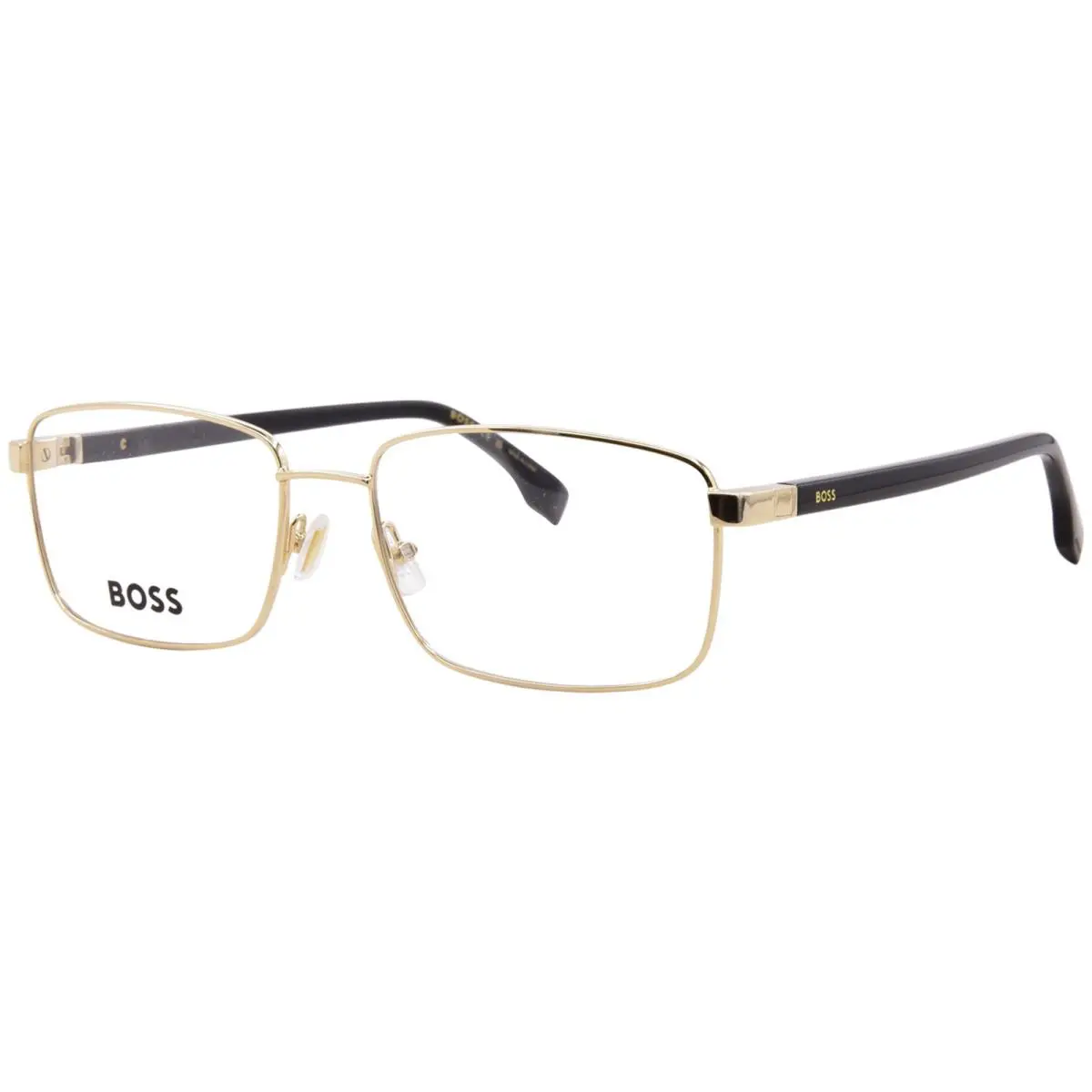 1495 Rhl Eyeglasses Men`s Gold/black Full Rim Rectangle Shape 57mm by Hugo Boss
