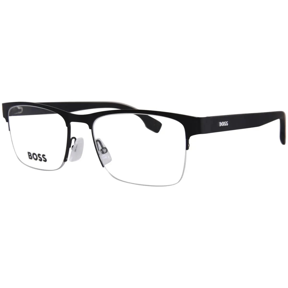 Hugo Boss 1355/U 003 Eyeglasses Men`s Matte Black Semi Rim Rectangle Shape 54mm