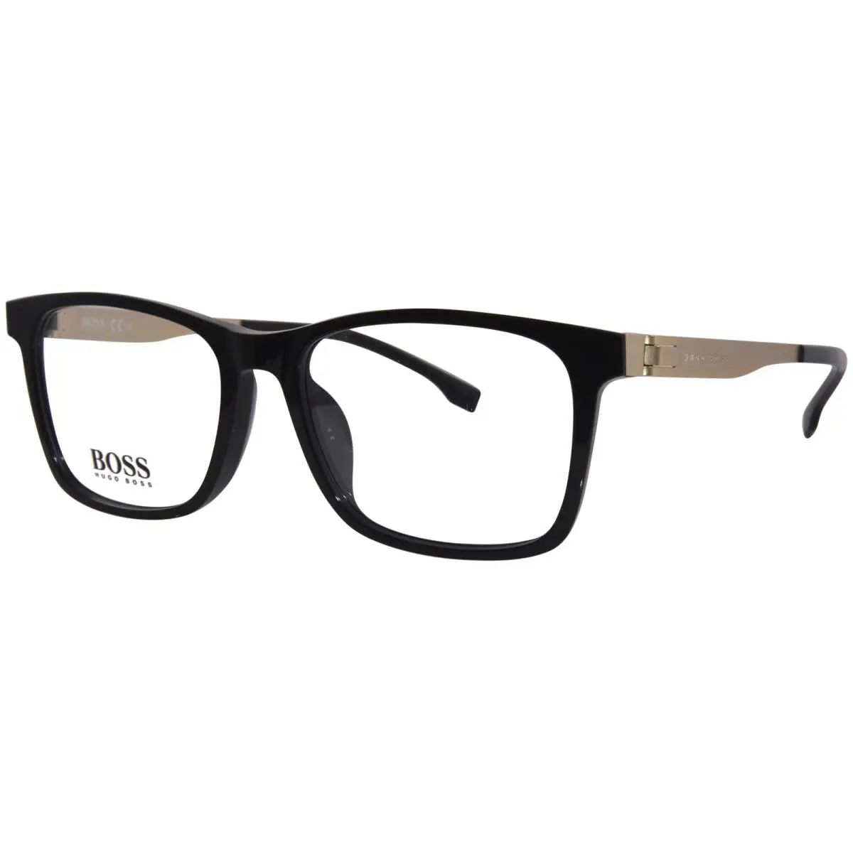 Hugo Boss 1343/F Eyeglasses Men`s 2M2 Black/gold Full Rim Rectangle Shape 54mm - Frame: Black