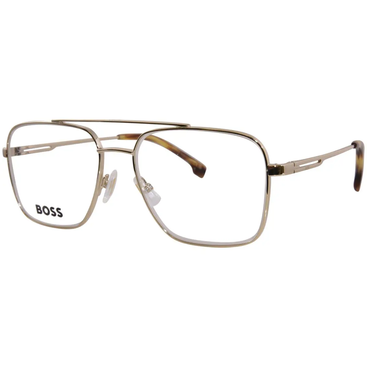 Hugo Boss 1328 J5G Eyeglasses Frame Men`s Gold Full Rim Square Shape 57mm - Frame: Gold