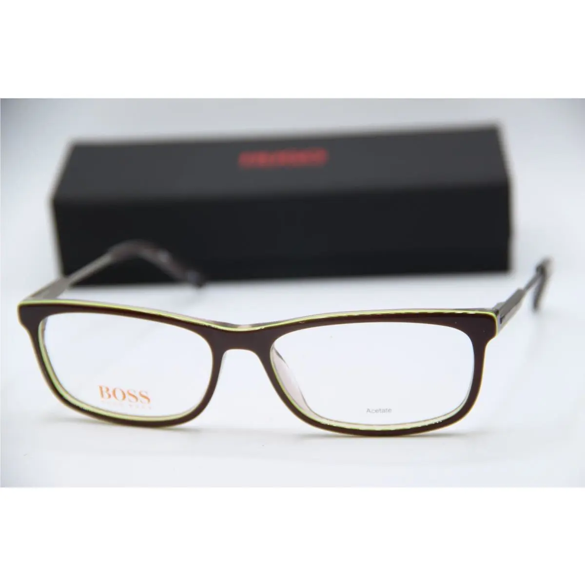Hugo Boss BO0230 Lhe Brown Grn Designer Eyeglasses W/case 55-16