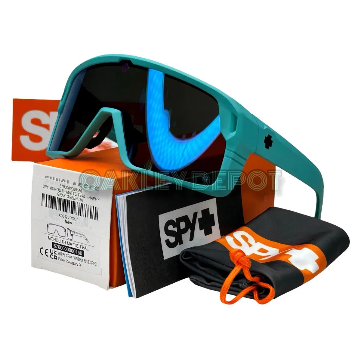 Spy Optic Monolith Matte Teal/happy Gray Green Dark Blue Spectra Sunglasses