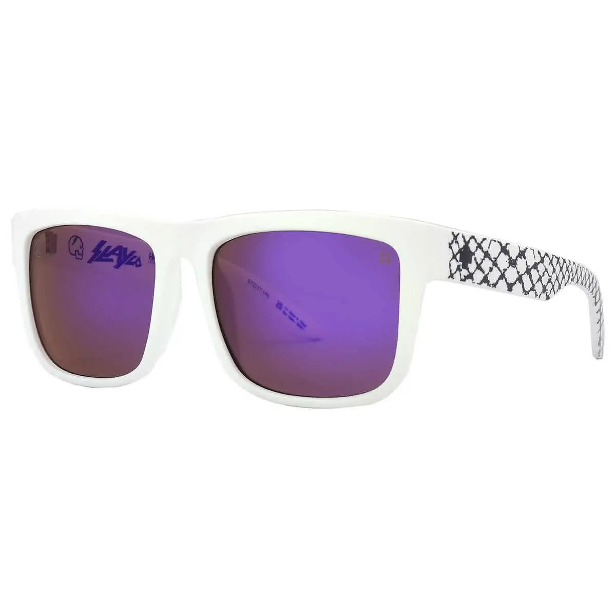 Spy Discord Slayco Happy Bronze Purple Spectra Square Unisex Sunglasses - White, Frame: White, Lens: Multi