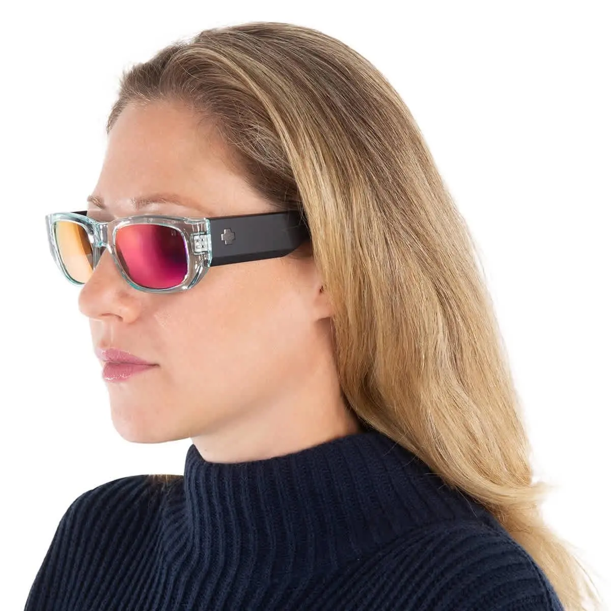 Spy Genre Happy Gray with Purple Spectra Mirror Rectangular Unisex Sunglasses - Multi, Frame: Multi, Lens: Multi