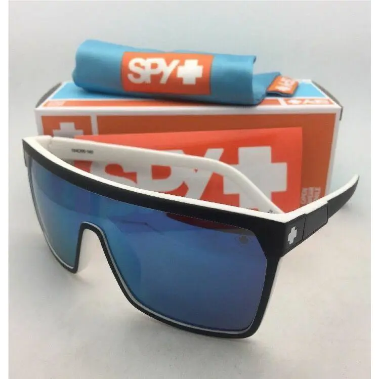 Spy Optic Sunglasses Flynn Whitewall Matte Black on White Frame+blue Mirror