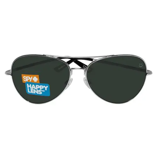 Spy Optic Whistler Aviator Sunglasses Silver Frame Happy Gray Green Lens