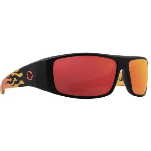 Spy Optic Logan Sunglasses - Boo Johnson Mt Blk Flame - Happy Red Mirror - Frame: Boo Johnson - Matte Black Orange Flames, Lens: Happy Gray Green Red Mirror
