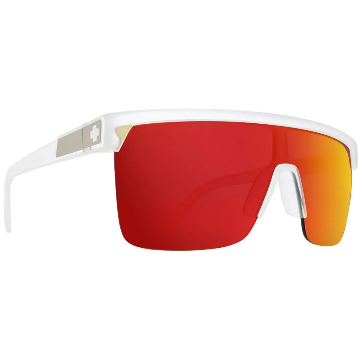 Spy Optics Flynn 5050 Matte Crystal Flat-top Shield Sunglasses 6700000000045 - Frame: Matte Crystal, Lens: Red Spectra