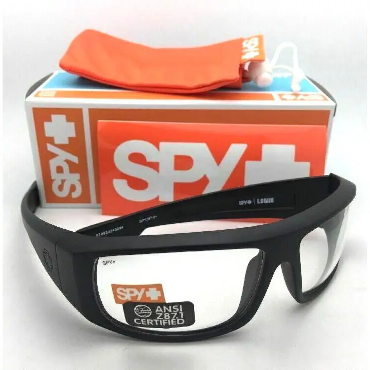Spy Optic Safety Glasses Logan Matte Black Frames w/ Clear Ansi Z87.1 Lenses