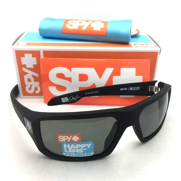Polarized Spy Optic Sunglasses Mccoy Soft Matte Black Frames w/ Happy Grey-green