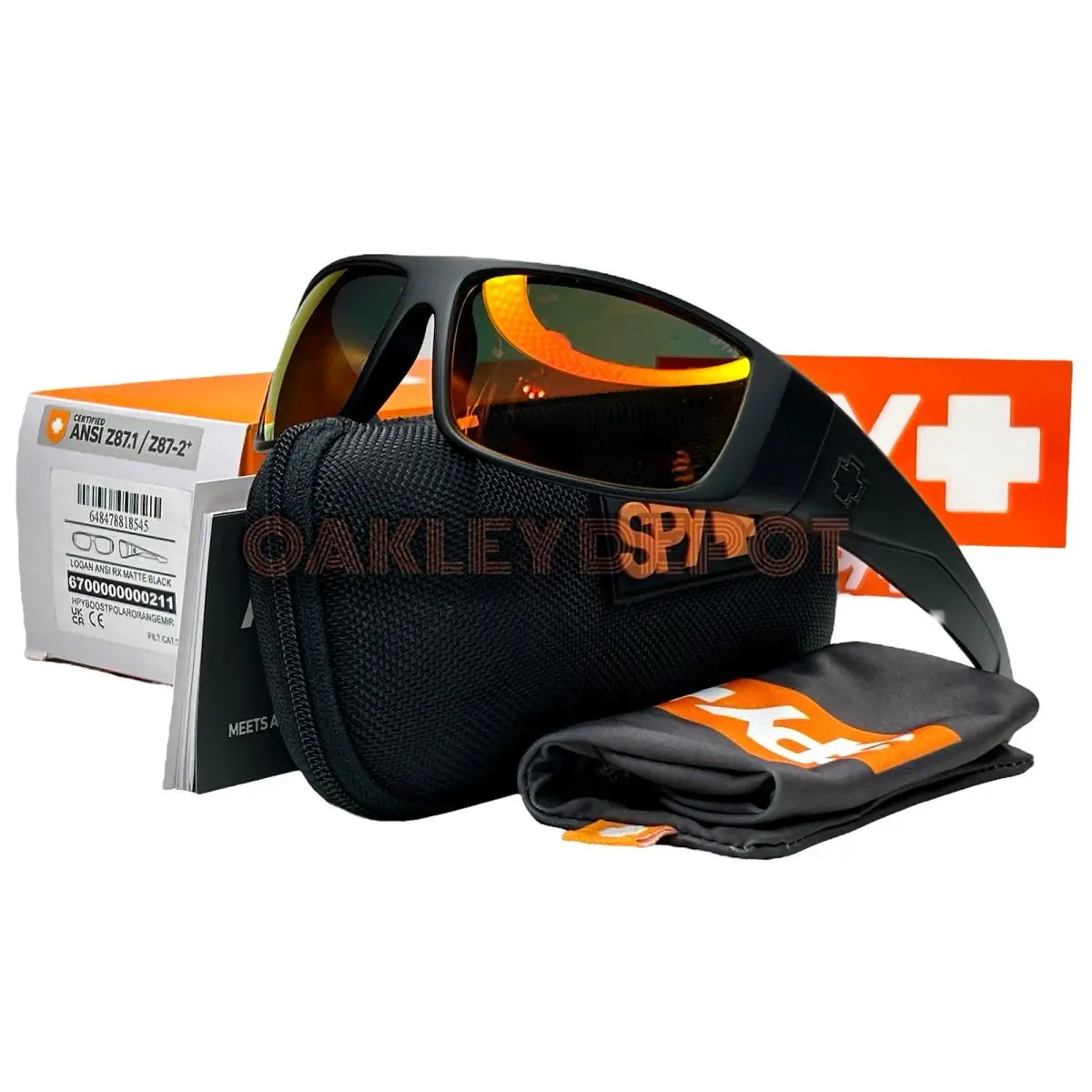 Spy Optic Logan Matte Black/ansi Z87.1 Orange Mirror Polarized Sunglasses