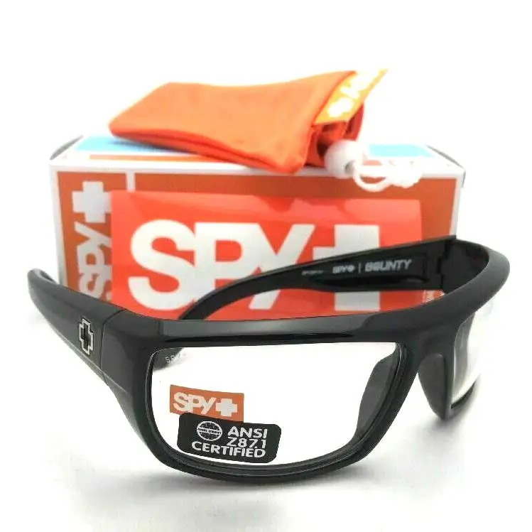 Spy Optic Sunglasses Bounty Shiny Black Frames with Ansi Z87.1 Safety Lenses