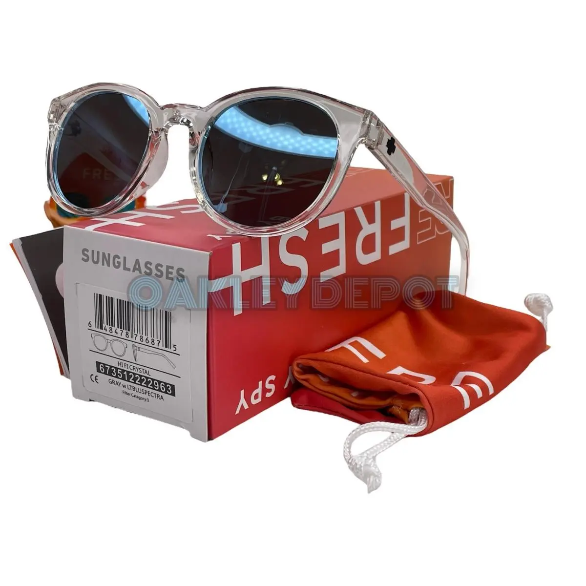 Spy Optic HI FI Crystal/grey W/light Blue Spectra Sunglasses 673512222963 by SPY Optics
