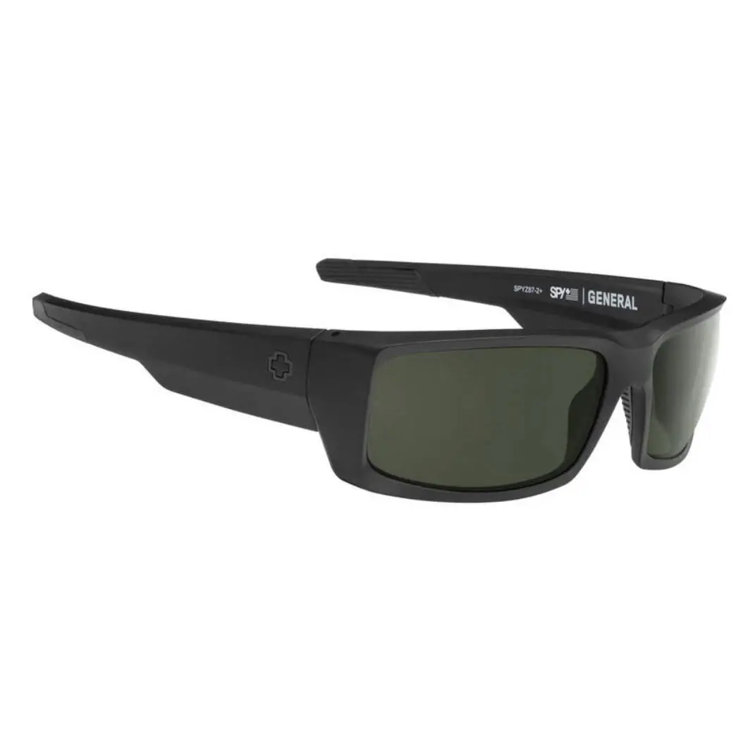 Spy Optic General Sunglasses - Soft Mt Black / Happy Gray Green Polarized