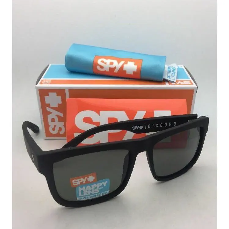 Polarized Spy Optic Sunglasses Discord Soft Matte Black Frame W/happy Grey Green