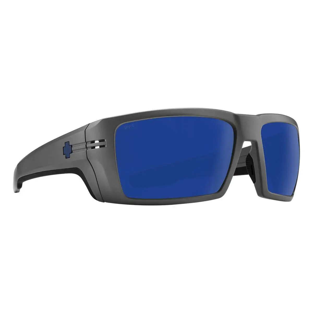 Spy Optics Men`s Rebar Ansi Matte Gunmetal Sunglasses - Happy Gray Green Polar Dark Blue Spectraa Mirror, Frame: Matte Gunmetal, Lens: Happy Gray Green Polar Dark Blue Spectraa Mirror