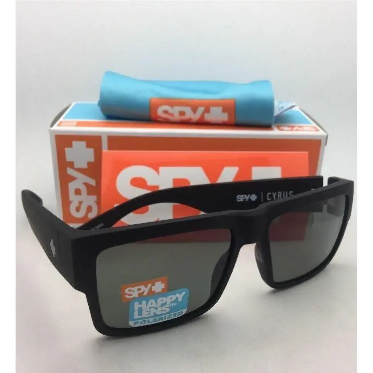 Spy Optic Polarized Sunglasses Cyrus Soft Matte Black Frames HD Plus Grey Green