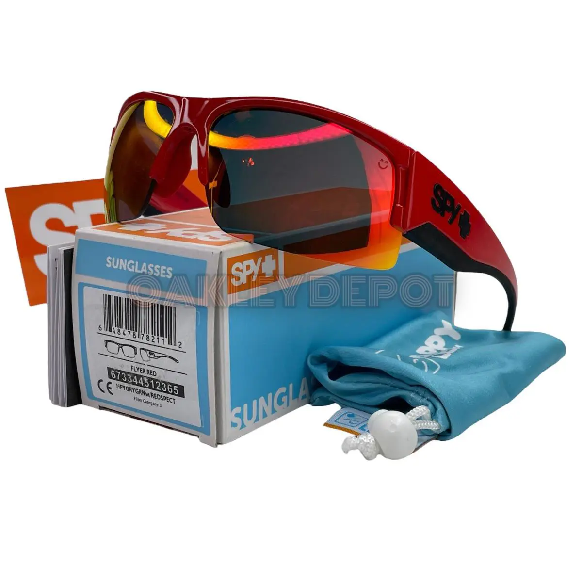 Spy Optic Flyer Polished Red/red Spectra Mirror Sunglasses 673344512365