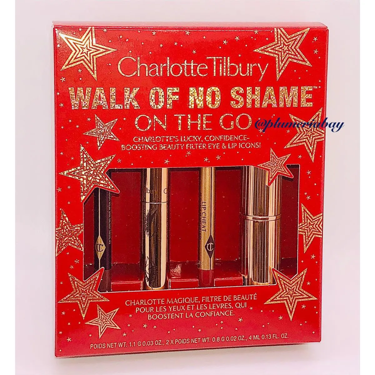 Charlotte Tilbury Lipstick Walk OF NO Shame Lip Cheat+legendary Lashes 4pc Set