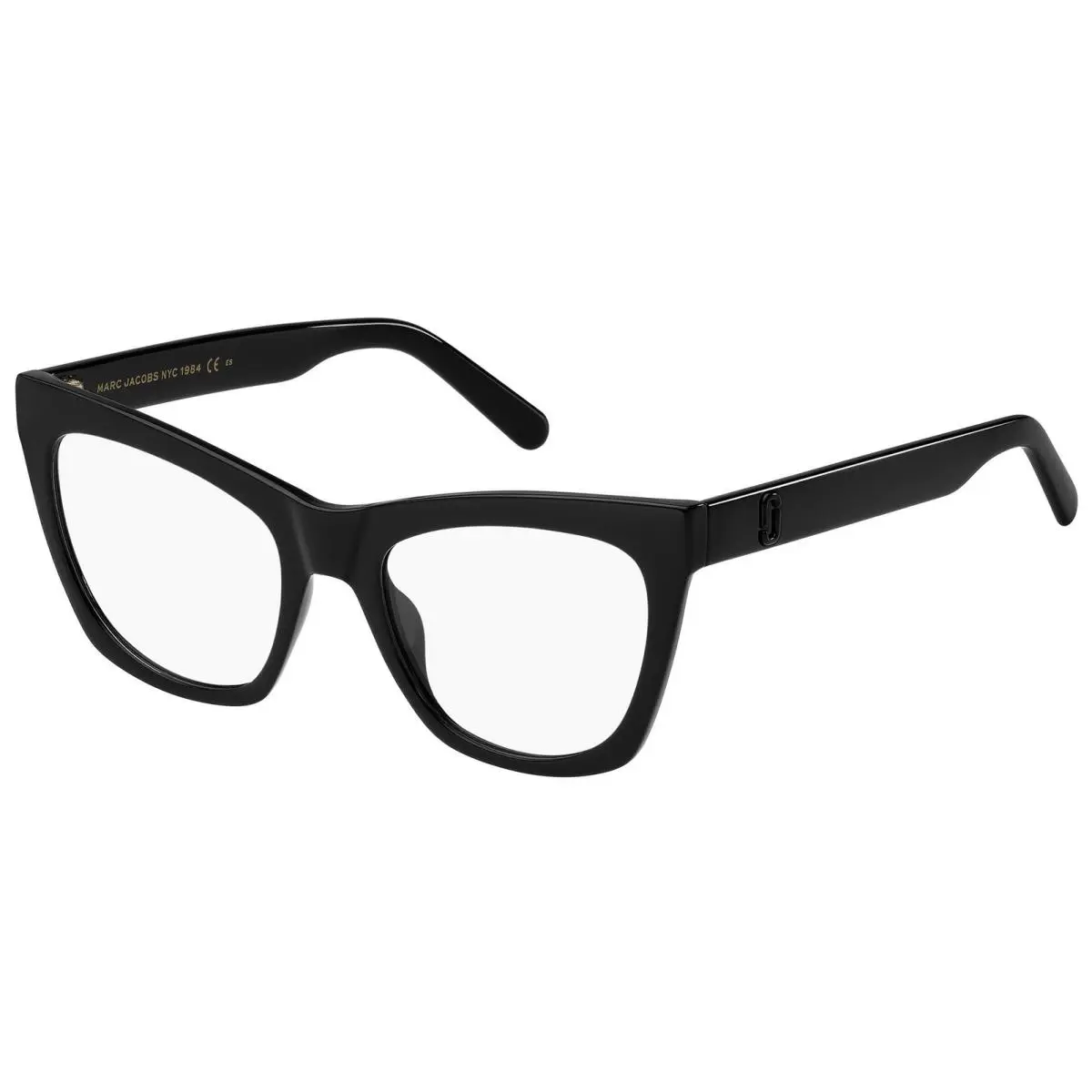 Women`s Square Cat Eye Eyeglass Frame - MARC649 Black/Clear Demo (0807-19) by Marc Jacobs