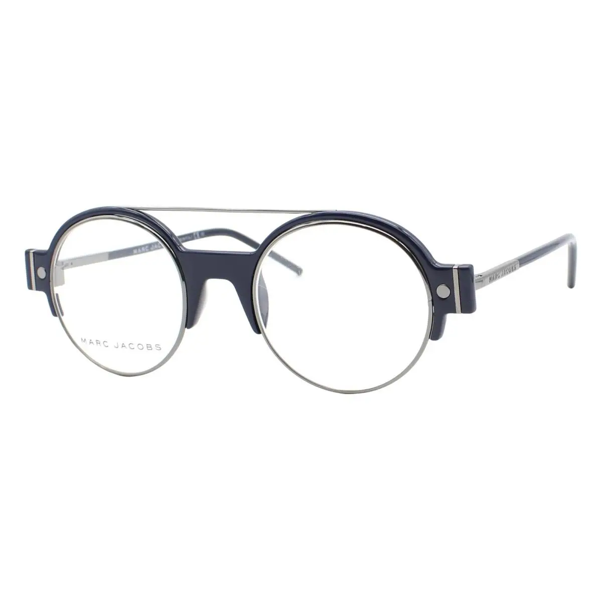 Marc 4 U5Z Blue Silver Round Bridge Eyeglasses 48-21-140 W/case by Marc Jacobs