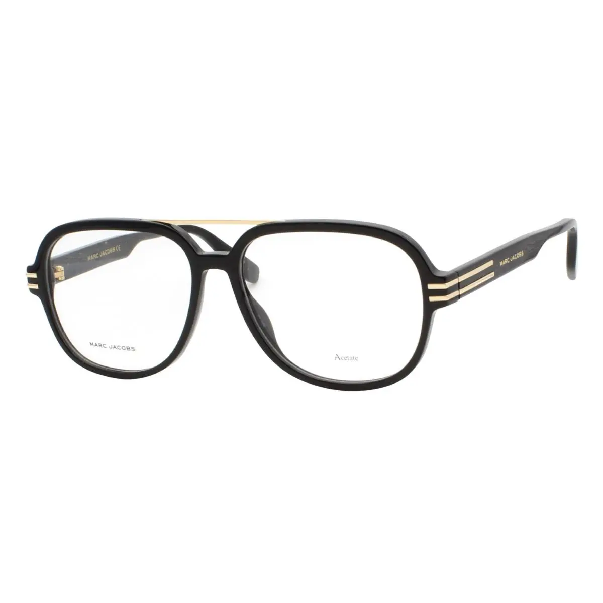 Marc Jacobs Marc 638 807 Black Gold Bridge Men`s Eyeglasses 57-15-145 W/case - Frame: Black Gold