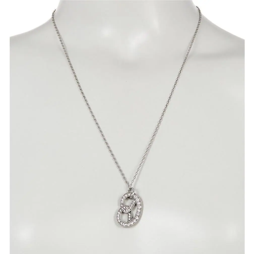 Marc Jacobs Long Necklace Pave Crystals Pretzel Silver