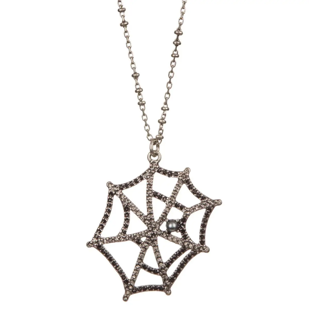 Marc Jacobs Vintage Statement Necklace Crystal Pearl Cobweb Dark Silver