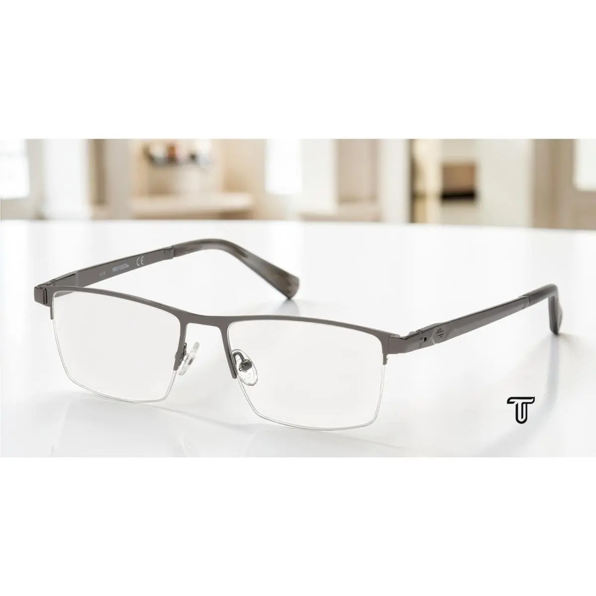 Harley-davidson HD0787 008 Shiny Gunmetal Clear Lens Metal 55mm Men`s Eyeglasses