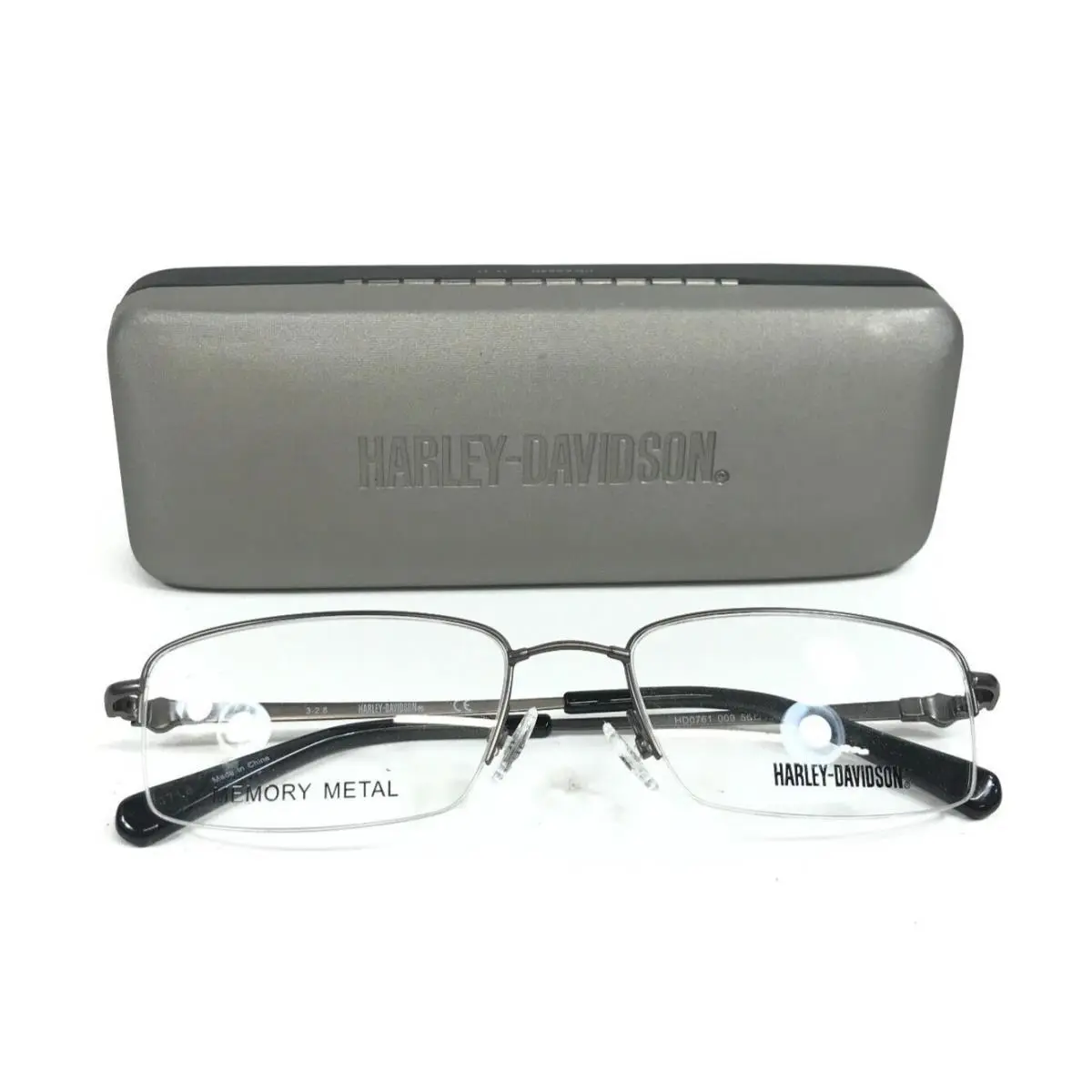 Harley-davidson Eyeglasses Frames HD0761 009 Gray Rectangle Half Rim 56-19-145 by Harley Davidson