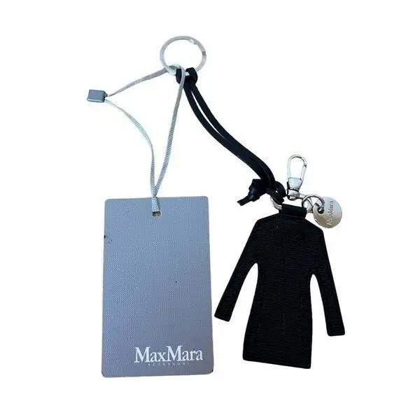 Max Mara Iconic Coat Black Leather Keychain Bag Charm Designer Bauble Gift