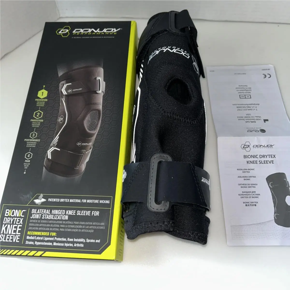 Donjoy Performance Bionic Drytex Knee Sleeve Size S Left/right Color Black