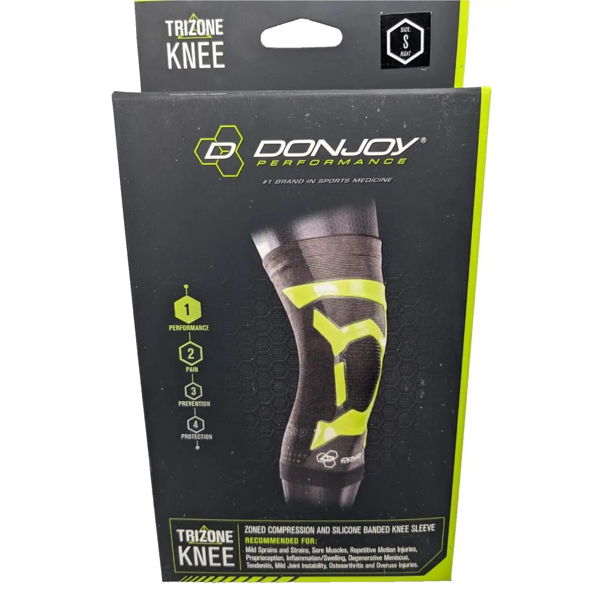 Donjoy Performance Trizone Compression: Knee Support Brace Green Small Right