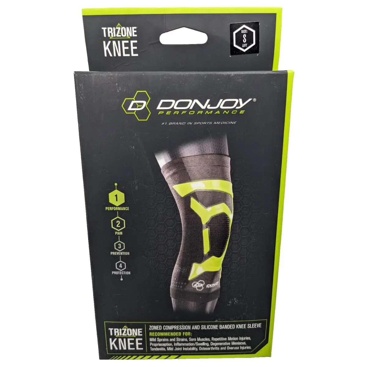 Donjoy Performance Trizone Compression: Knee Support Brace Green Small Left